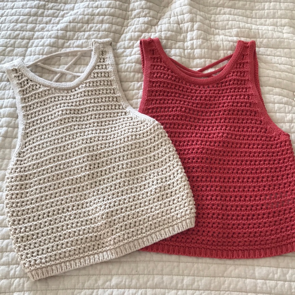 American Eagle knit open back tank top bundle
